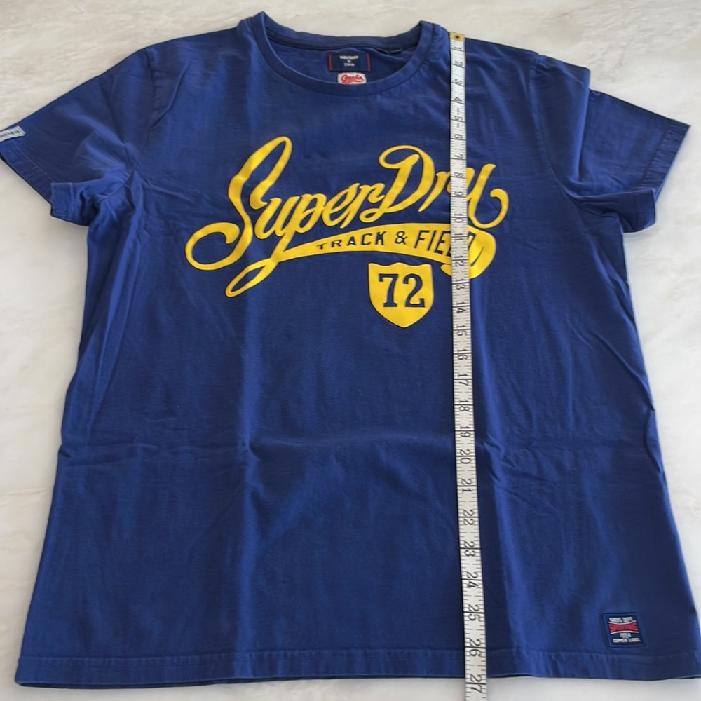 NWOT Superdry Men’s Blue S/S T-shirt w/ Yellow Logo-Size XL - Picture 9 of 10